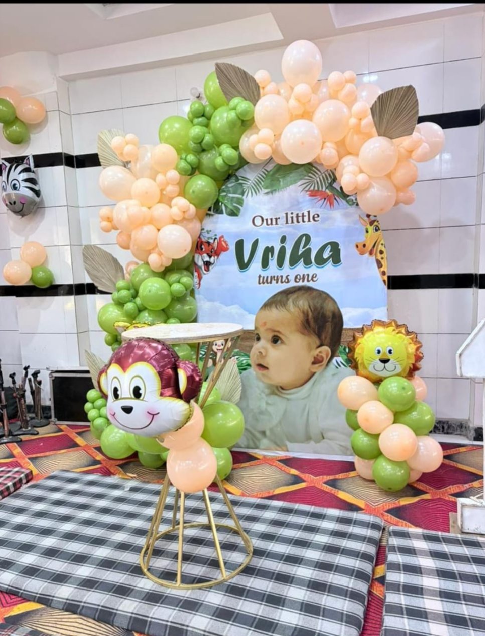 Kids Birthday Party, Jungle Theme Birthday, Safari Theme Birthday, Animal Theme Birthday, Baby Birthday Party, 1st Birthday Decoration, 2nd Birthday Decoration, 3rd Birthday Decoration and more. We provide Jungle Theme Balloon Decoration, Jungle Safari Birthday Decoration, Animal Theme Balloon Decoration, Kids Birthday Decoration, Baby Birthday Decoration, Jungle Theme Party Decoration and customized birthday setups as per your requirements.