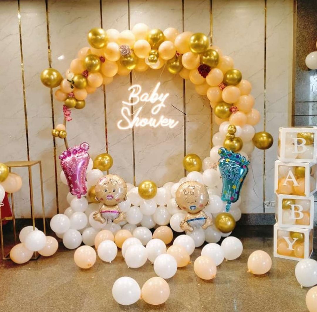 Make your special celebration memorable with our Baby Shower Decoration in Delhi NCR. We provide beautiful and customized Baby Shower Balloon Decoration, Godh Bharai Decoration, Welcome Baby Decoration and Baby Shower Party Decoration for homes, banquet halls, hotels and party venues. Choose from Baby Boy, Baby Girl, Pink & Blue, Pastel, Gold & Silver, Floral and Premium Balloon Themes. Balloon colours, theme, baby name, text and decoration elements can be customized according to your requirements. Our Baby Shower Decoration Near Me service is available across Delhi, West Delhi, North Delhi, South Delhi, East Delhi and Delhi NCR